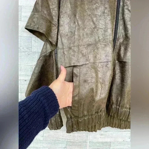 PLANET By LAUREN G VEGAN LEATHER CUT OUT METALLIC JACKET LARGE /1 - Picture 6 of 14